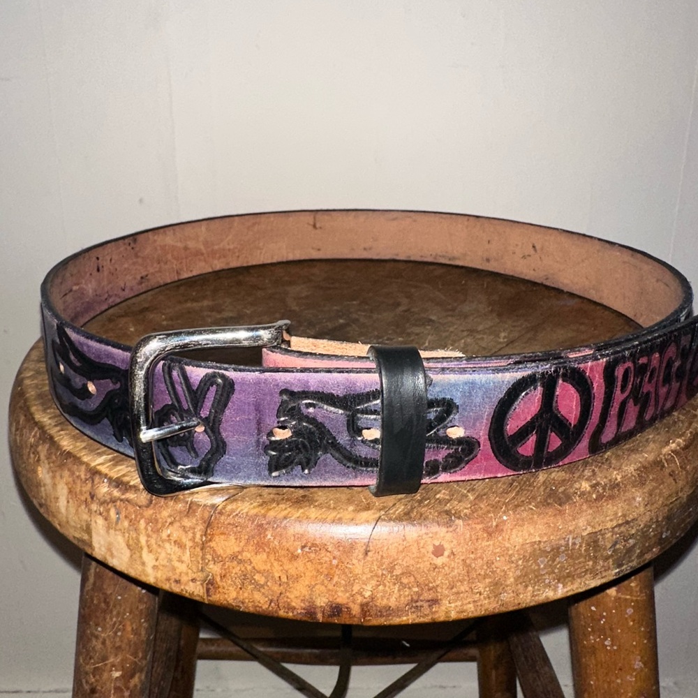Purple and Pink Peace Sign Belt